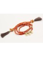 Pulsera de seda natural naranja con rueda estriada