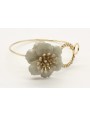 Pulsera doble aro oro brillo con flor con flor esm