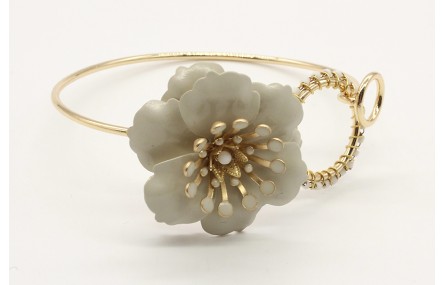 Pulsera doble aro oro brillo con flor con flor esm