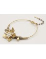 Pulsera rigida con piedras color topo y flor centr