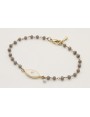 Pulsera cadena facetadas grises y ojo turco blanco
