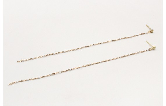 Pendientes de cadena de eslabón con bolita esmalta