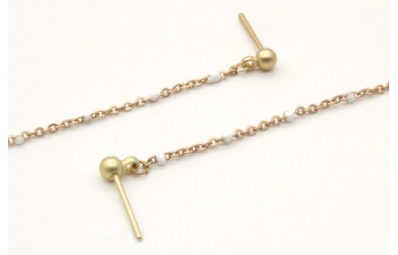 Pendientes de cadena de eslabón con bolita esmalta