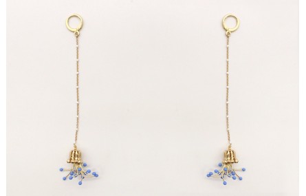 Pendientes de cadena de eslabón con bolita esmalta