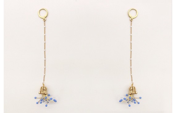 Pendientes de cadena de eslabón con bolita esmalta