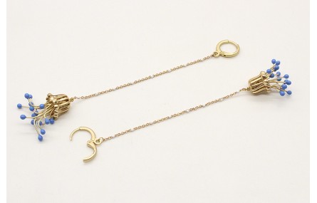 Pendientes de cadena de eslabón con bolita esmalta