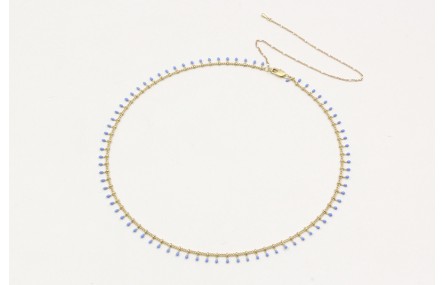 Collar cadena cerillas azules y cadena eslabón con