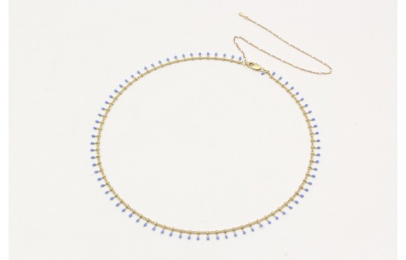 Collar cadena cerillas azules y cadena eslabón con