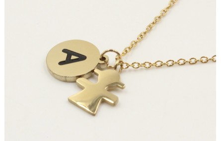 Collar con cadena de acero inoxidable y colgando c