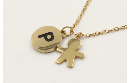 Collar con cadena de acero inoxidable y colgando c