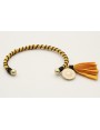 Pulsera rigida forrada con seda natural amarilla c