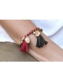 Pulsera rigida forrada con seda natural granate co