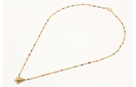 Collar cadena de acero inoxidable de bolitas esmal