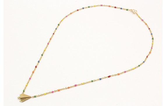 Collar cadena de acero inoxidable de bolitas esmal