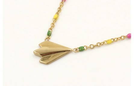 Collar cadena de acero inoxidable de bolitas esmal