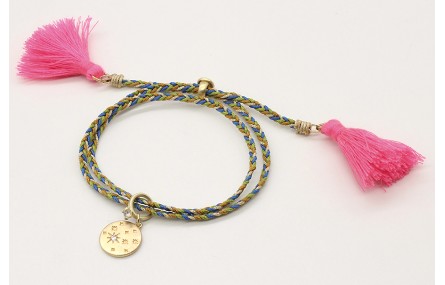 Pulsera trenza macrame verde oliva, marron, azul y