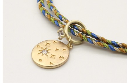 Pulsera trenza macrame verde oliva, marron, azul y