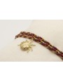 Pulsera trenza macrame en granate, marrón tostado,