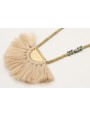 Collar macrame rosita con semidisco de pompones be