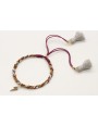 Pulsera rigida forrada con liberty mostaza e hilo 