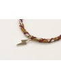 Pulsera rigida forrada con liberty mostaza e hilo 