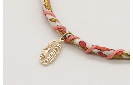 Pulsera rigida forrada con liberty hojas verdes y 