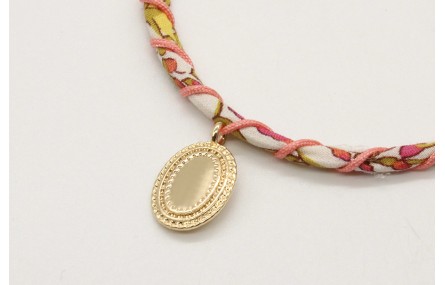 Pulsera rigida forrada con liberty hojas verdes y 