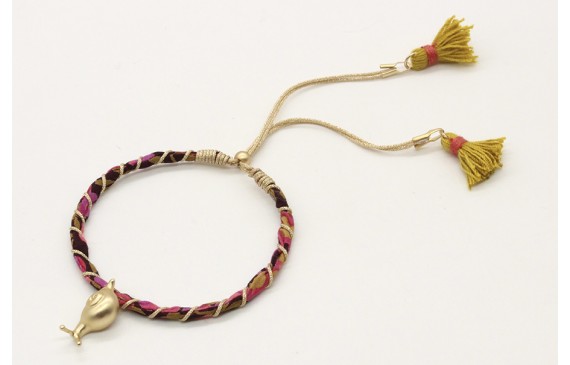 Pulsera rigida forrada con liberty marrón,morado e