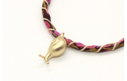 Pulsera rigida forrada con liberty marrón,morado e