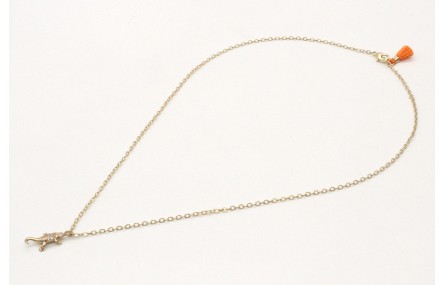 Solitario cadena eslabón pequeño en oro mate con l