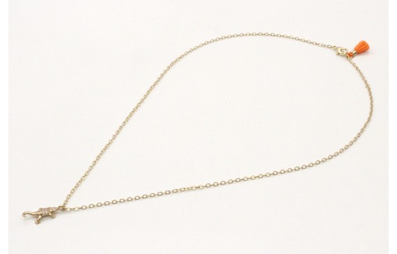 Solitario cadena eslabón pequeño en oro mate con l