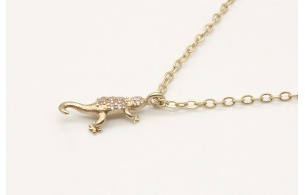 Solitario cadena eslabón pequeño en oro mate con l