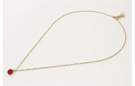 Solitario cadena eslabón pequeño en oro mate con m