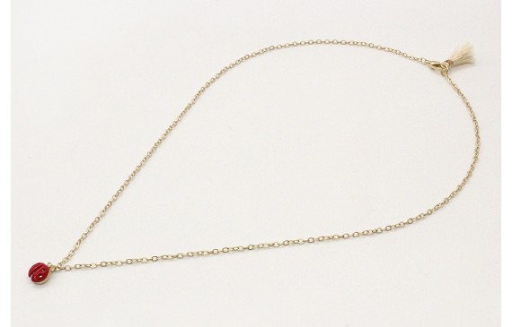 Solitario cadena eslabón pequeño en oro mate con m