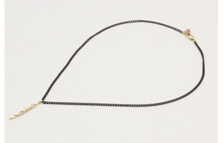 Solitario cadena eslabón negro mate con colgante l