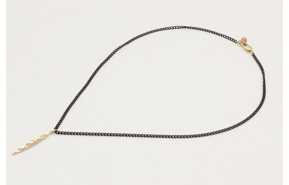 Solitario cadena eslabón negro mate con colgante l