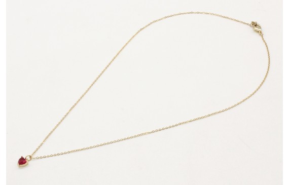 Solitario cadena eslabón pequeño oro brillo con co