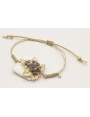 Pulsera cordón macramé oro palido con cuadrado esm