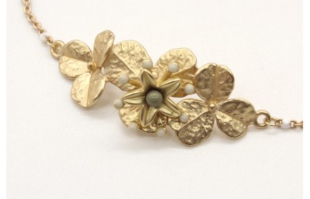 Pulsera de cadena eslabon con bolita esmlatada bla