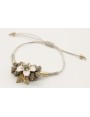 Pulsera hilo macrame plata con piedras grises, flo