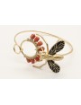 Pulsera rigida doble aro con mosca dorada y negra 