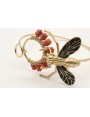 Pulsera rigida doble aro con mosca dorada y negra 