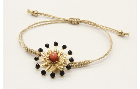 Pulsera nudo serpiente oro palido con sol,casquill