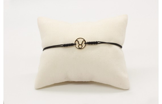 Pulsera nudo serpiente negro con signo del zodiaco