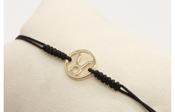 Pulsera nudo serpiente negro con signo del zodiaco