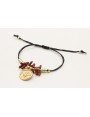 Pulsera hilo macrame nego con tubos marrones, colg