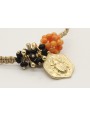 Pulsera macrame oro palido con bola corales, burru