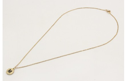 Solitario de acero inoxidable con chapa letra M ne