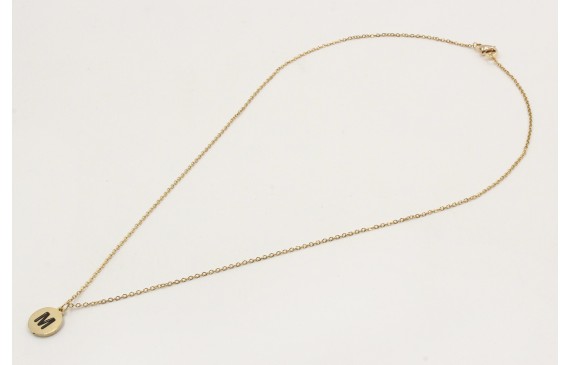 Solitario de acero inoxidable con chapa letra M ne