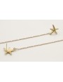 Pendientes perno estrella oro mate con cadena boli